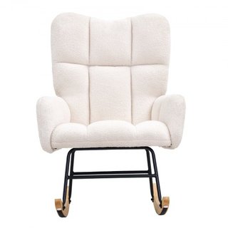 Silla mecedora para nursery, capacidad de peso de 250 lbs, silla mecedora tapizada en tela de terciopelo con asiento suave y respaldo alto, silla de lactancia para nursery, dormitorio, sala de est...