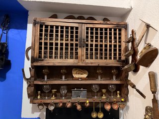 Mueble Alacena Rústico Madera y Cristal