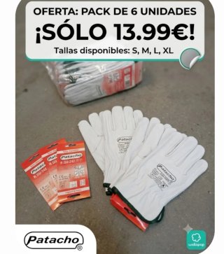 Pack 6 Guantes Trabajo Patacho Tallas S-M-L-XL