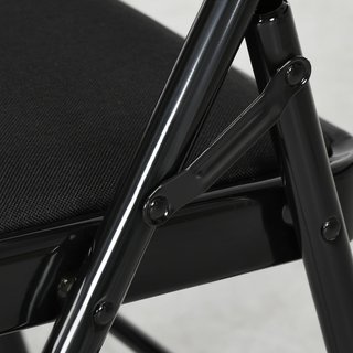 Juego de 6 Sillas Plegables con Efecto Lino y Asiento Acolchado, Sillas Plegables Portátiles de Acero, Silla Plegable para Interior para Casa, Oficina, Cocina, Eventos, Negro