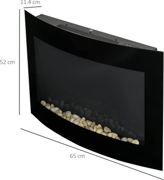 Chimenea Eléctrica de Pared con Efecto Llama de Color y Control Remoto, Chimenea Eléctrica 1800W con Temperaturas Regulables, Termostato, Temporizador y Protección contra Sobrecalentamiento, Negro