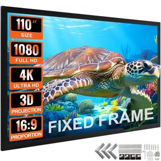 Pantalla de Proyector Diagonal de 110 Pulgadas 16:9 Pantalla de Proyector 4K HD Pantalla de Película Marco Fijo Pantalla de Proyector 3D para Uso en Casa y al Aire Libre (110 pulgadas)
