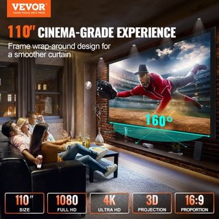 Pantalla de Proyector Diagonal de 110 Pulgadas 16:9 Pantalla de Proyector 4K HD Pantalla de Película Marco Fijo Pantalla de Proyector 3D para Uso en Casa y al Aire Libre (110 pulgadas)
