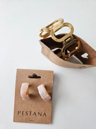 Conjunto Brazalete y Pendientes Pestana Oro Rosa