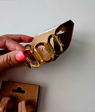 Conjunto Brazalete y Pendientes Pestana Oro Rosa