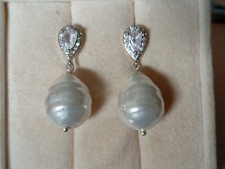Orecchini Argento 925 Perle Barocche Zirconi