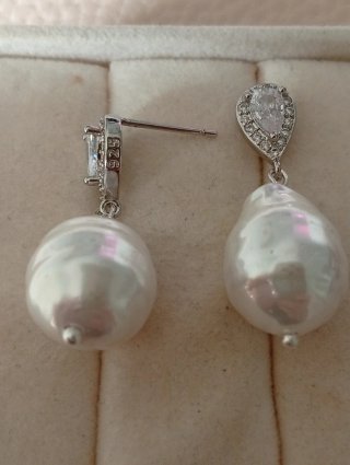Orecchini Argento 925 Perle Barocche Zirconi