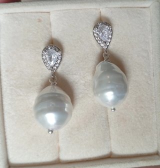 Orecchini Argento 925 Perle Barocche Zirconi