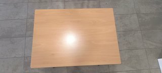 Mesa pupitre madera y acero con cajonera