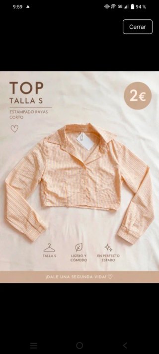 Top corto estampado rayas talla S