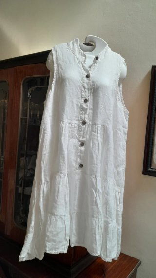 Vestito 100% Lino Bianco Taglia 48