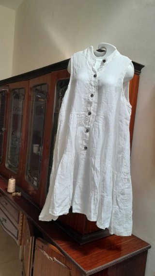 Vestito 100% Lino Bianco Taglia 48