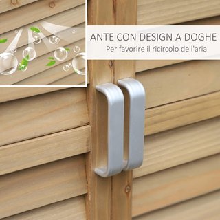 Armario Exterior, Casita de Jardín de Madera de Abeto, Cobertizo de Herramientas con Techo de Betún Impermeable, 87X46.5X96.5Cm