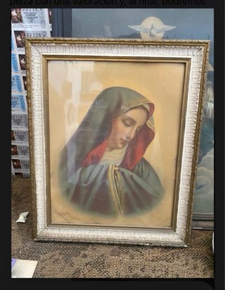 Cuadro Virgen con Marco Antiguo Estucado