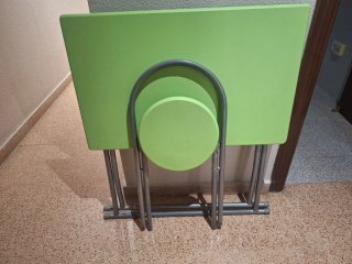 Mesa y Silla Plegable Cocina Verde
