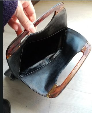 Borsa pelle vintage manico plastica anni '70