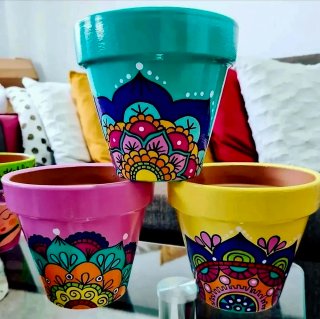 Macetas artesanales pintadas a mano