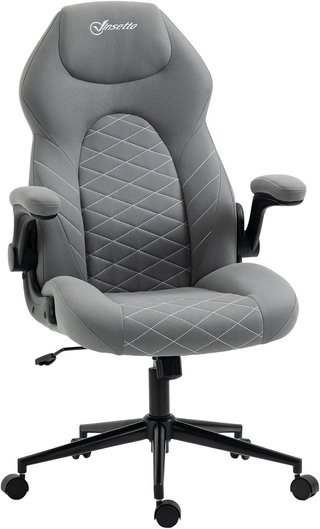 Silla De Oficina Ergonómica Con Altura Ajustable Y Apoyabrazos Plegables, Silla Reclinable Con 5 Ruedas, 65.5X69.5X112-122 Cm, Gris Claro