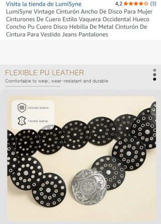 Cinturón Cuero Boho Vintage mujer 135cm. NUEVO