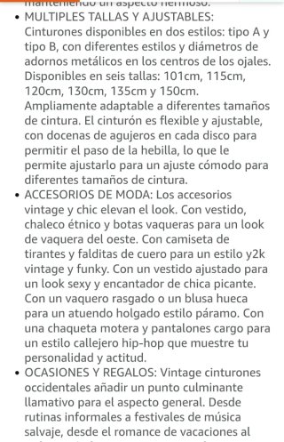 Cinturón Cuero Boho Vintage mujer 135cm. NUEVO