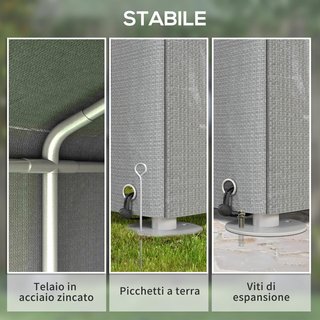 Cobertizo Porta Herramientas 1.6X2M Plegable, Carpa Garaje para Bicicletas y Motos con Cubierta Anti-Uv y Puerta Ancha, Gris Claro