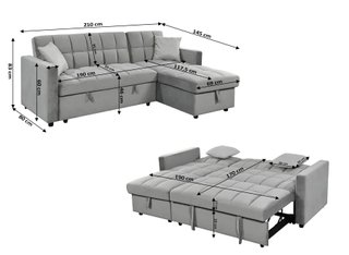 Sofá Chaise Longue Gris Convertible 170x190