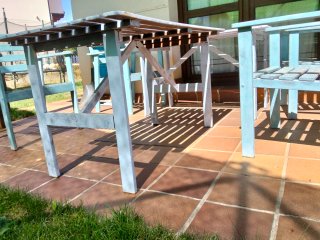 Conjunto Mesa y Sillas Madera Jardín