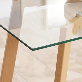 Mesa Rectangular para 4 Personas Máx, Mesa de Comedor de Vidrio Templado y Acero, para Cocina, Comedor y Sala de Estar, 120X60X76 Cm