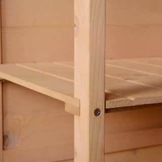 Caseta de Jardín de Madera con Techo Impermeable, Armario para Herramientas de Exterior con 2 Estantes, 75X56X115Cm, Color Madera