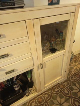 Mueble Vitrina Madera y Cristal