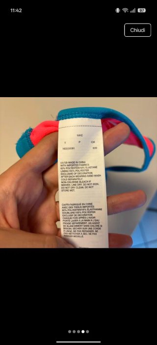 Reggiseno costume Nike rosa e blu fluo