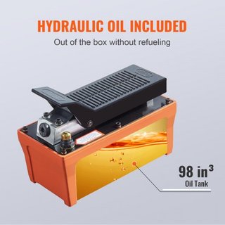 Bomba Hidráulica de Aire, 6895 bar 1.9L de Capacidad, Salida de Aceite NPT 10mm, Entrada NPT 6.4mm, Tubería de 2m, Bomba Hidráulica Actuada por Pie Treadle para Máquinas de Marco de Coche y Poste ...