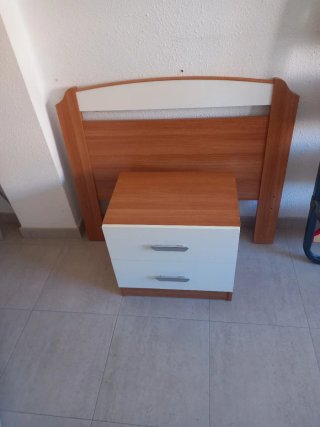 Cabecero madera 90 + Mesita noche