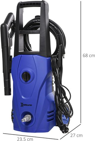 Hidrolavadora de Alta Presión 1600W con Kit de Limpieza y Boquilla Regulable, Hidrolavadora Profesional, Cobre y Aluminio, Caudal Máx 390 L/H, 130 Bar, para Auto Jardín Casa, Azul y Negro