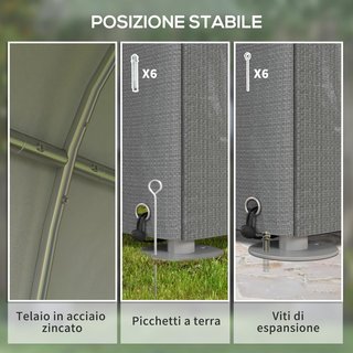 Garaje Moto para Exterior Almacenamiento anti UV Con Entrada con Cremallera, Tenda Garaje para Bicicletas y Herramientas en Metal Galvanizado y Tejido PE, 120X179X165 Cm, Gris Claro
