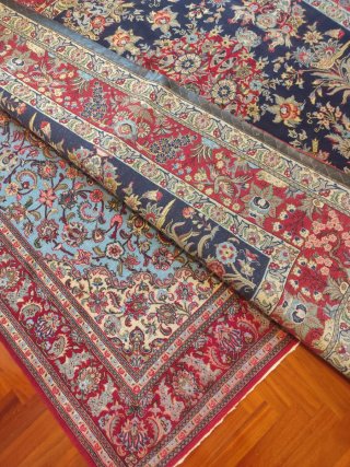 Tappeto Persiano Qum Kork Blu/Rosso , multicolore