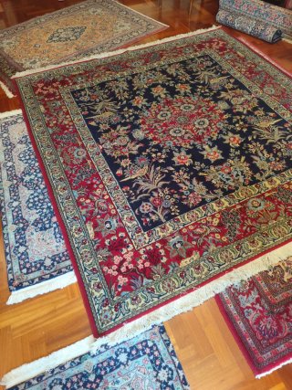 Tappeto Persiano Qum Kork Blu/Rosso , multicolore