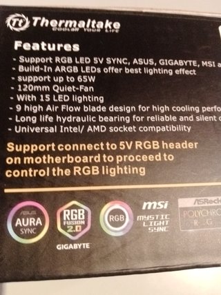 Disipador Thermaltake RGB Intel/AMD