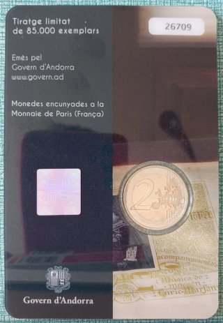 2 euro commemorativo Andorra 2017 Inno UNC