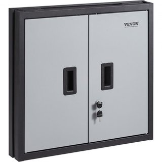Armario de Pared Plegable, Taquilla de Garaje de Metal Montada de 660 mm Pequeño Cofre de Herramientas Capacidad de Carga de 108.8 kg Estante Ajustable Puerta Magnética Archivo para Almacén Oficin...