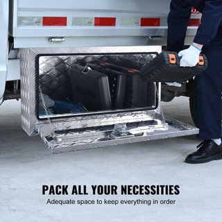 Caja de Camión Inferior, 760×355×405 mm Caja de Almacenamiento para Pickup, Caja de Herramientas de Aluminio de Placa de Diamante de Alta Resistencia con Cerradura y Llaves, Caja de Almacenamiento...