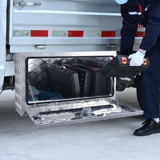 Caja de Camión Inferior, 760×355×405 mm Caja de Almacenamiento para Pickup, Caja de Herramientas de Aluminio de Placa de Diamante de Alta Resistencia con Cerradura y Llaves, Caja de Almacenamiento...