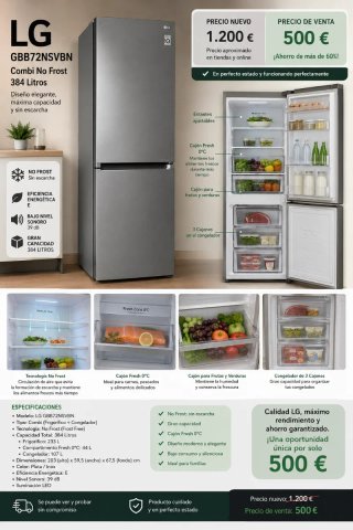 Nevera LG GBB72NSVBN Combi No Frost 384L