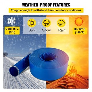 Manguera de Descarga, 101.6 mm x 32 m, Manguera de PVC Planas, Manguera de Drenaje de Respaldo de Alta Resistencia con Abrazaderas, a Prueba de Climas y de Explosiones, Ideal para Piscinas y Trans...