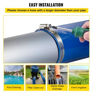 Manguera de Descarga, 101.6 mm x 32 m, Manguera de PVC Planas, Manguera de Drenaje de Respaldo de Alta Resistencia con Abrazaderas, a Prueba de Climas y de Explosiones, Ideal para Piscinas y Trans...