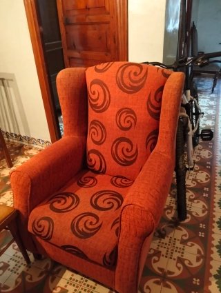 Sillón butaca naranja con estampado( 2 unidades)