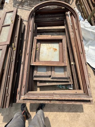 Lote puertas madera antiguas con cristal