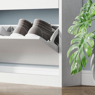 Zapatero Slim Ahorra Espacio Con 3 Puertas Abatibles, Zapatero de Entrada, Capacidad para 12 Pares Con Ranura Inferior, 80X17X108 Cm, Blanco