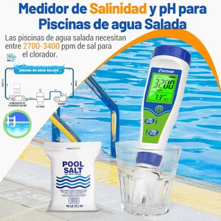 Medidor pH y Sal UZMAR + Soluciones Calibración