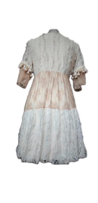 Vestito donna pizzo beige e bianco